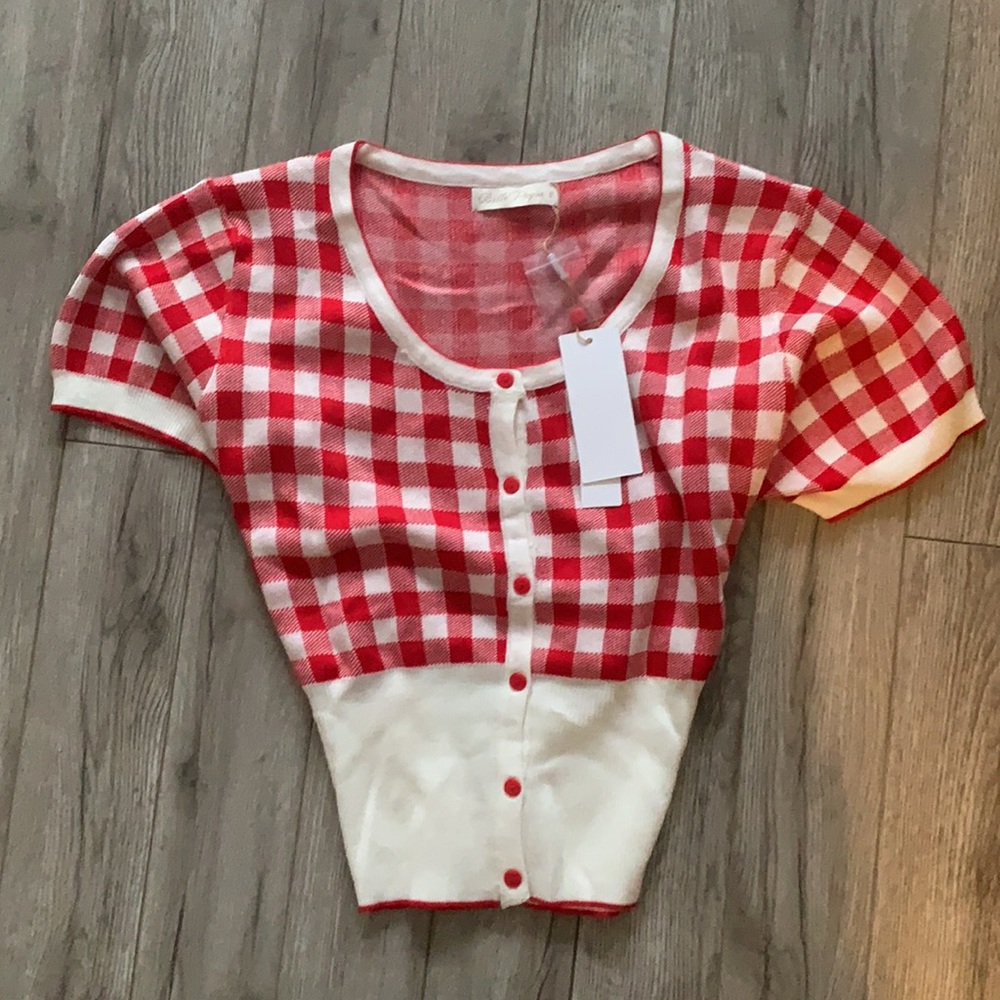 Retro short sleeve cardigan sweater NWT